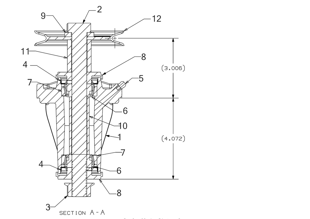 Spindle Diagram and Parts List for Z-FORCESZ48KH (17RSDGHB010)(2018) Cub Cadet Lawn Tractor